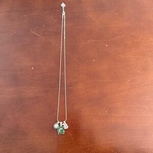 Michigan State University Spartans  Silver Necklace with Green Charm